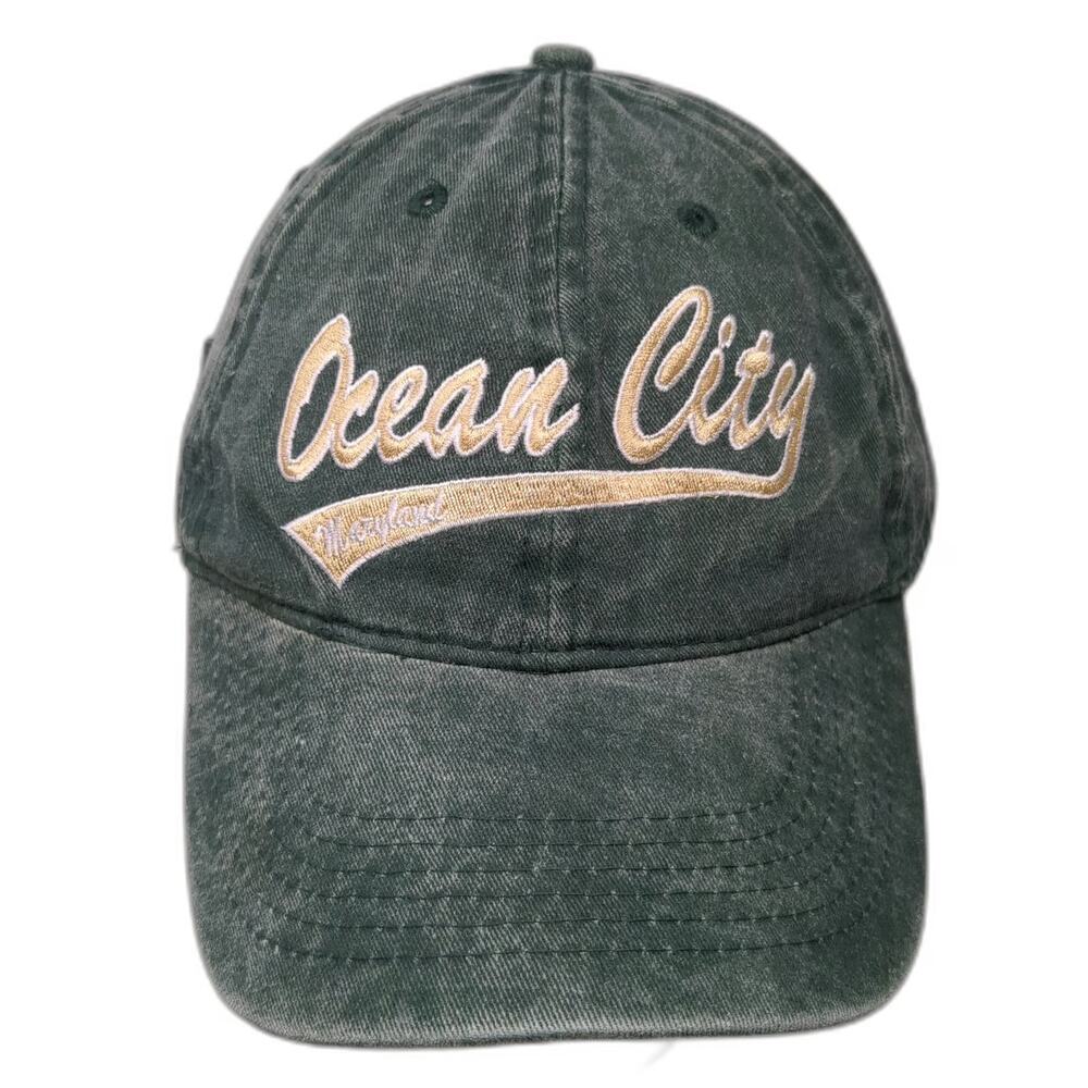 Sunsations Ocean City Maryland Baseball Cap Hat Green One Size Adjustable Slide